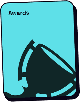 Awards card, with a trophy